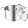 E-far 12-Quart Stock Pot, 18/10 Stainless Steel Stockpot with Lid for Cooking Simmering Soup Stew, Heavy Duty Cookware Works w/Induction, Non-toxic & Corrosion Resistant, Dishwasher Safe(4 Quarts)