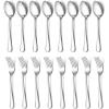 E-far 16-Piece Dinner Forks and Spoons, Stainless Steel Silverware Flatware Eating Utensils Set for Home Kitchen Restaurant, Food Grade Metal & Streamline Design, Mirror Finish & Dishwasher Safe, 8 In(16)