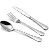 E-far 24-Piece Hammered Forks Spoons and Knives Set, Silverware Set for 8, Stainless Steel Square Flatware Set for Home Kitchen Restaurant, Mirror Polished & Dishwasher Safe(12)