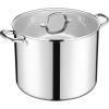 E-far 24-Quart Large Stock Pot, Stainless Steel Stockpot with Lid for Boiling Cooking Soup Stew Canning, Heavy Duty Tri-Ply Bottom Works w/Induction, Commercial Grade & Dishwasher Safe(20 Quarts)