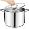E-far 24-Quart Large Stock Pot, Stainless Steel Stockpot with Lid for Boiling Cooking Soup Stew Canning, Heavy Duty Tri-Ply Bottom Works w/Induction, Commercial Grade & Dishwasher Safe(24 Quarts)
