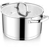 E-far 24-Quart Large Stock Pot, Stainless Steel Stockpot with Lid for Boiling Cooking Soup Stew Canning, Heavy Duty Tri-Ply Bottom Works w/Induction, Commercial Grade & Dishwasher Safe(8 Quarts)