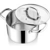 E-far 24-Quart Large Stock Pot, Stainless Steel Stockpot with Lid for Boiling Cooking Soup Stew Canning, Heavy Duty Tri-Ply Bottom Works w/Induction, Commercial Grade & Dishwasher Safe(5 Quarts)