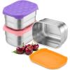 E-far 4-Pack Stainless Steel Snack Containers for Kids | 8oz Reusable Toddler Lunch Box Containers with Leak-Proof Lids for School/Daycare/Travel | Stackable Design & Easy Open, Oven & Dishwasher Safe(Multicolor)