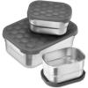 E-far 4-Pack Stainless Steel Snack Containers for Kids | 8oz Reusable Toddler Lunch Box Containers with Leak-Proof Lids for School/Daycare/Travel | Stackable Design & Easy Open, Oven & Dishwasher Safe(Gray)