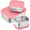 E-far 4-Pack Stainless Steel Snack Containers for Kids | 8oz Reusable Toddler Lunch Box Containers with Leak-Proof Lids for School/Daycare/Travel | Stackable Design & Easy Open, Oven & Dishwasher Safe(Pink)