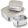 E-far 4-Pack Stainless Steel Snack Containers for Kids | 8oz Reusable Toddler Lunch Box Containers with Leak-Proof Lids for School/Daycare/Travel | Stackable Design & Easy Open, Oven & Dishwasher Safe(Khaki)