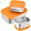 E-far 4-Pack Stainless Steel Snack Containers for Kids | 8oz Reusable Toddler Lunch Box Containers with Leak-Proof Lids for School/Daycare/Travel | Stackable Design & Easy Open, Oven & Dishwasher Safe(Orange)
