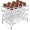 E-far 4-Tier Cooling Rack, 15”x10.1″ Stainless Steel Stackable Wire Cooling Rack for Baking Cooking Cookies, Folding Leg & Non-toxic, Oven Safe & Dishwasher Safe(1)