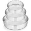 E-far 6 Inch Cake Pan Set of 3, Stainless Steel Round Smash Cake Baking Pans Tins, Non-Toxic & Healthy, Mirror Finish & Dishwasher Safe(6 8 9.5 Inch)