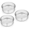 E-far 6 Inch Cake Pan Set of 3, Stainless Steel Round Smash Cake Baking Pans Tins, Non-Toxic & Healthy, Mirror Finish & Dishwasher Safe(6 x 2 Inch)