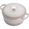 E-far 6 Quart Enameled Cast Iron Dutch Oven with Lid, Round Dutch Oven Pot Nonstick Cookware for Braising, Stews, Roasting, Bread Baking, Cooking, Heavy Duty, Induction & Oven Safe – Blue(Khaki)