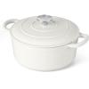 E-far 6 Quart Enameled Cast Iron Dutch Oven with Lid, Round Dutch Oven Pot Nonstick Cookware for Braising, Stews, Roasting, Bread Baking, Cooking, Heavy Duty, Induction & Oven Safe – Blue(White)