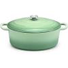 E-far 6 Quart Enameled Cast Iron Dutch Oven with Lid, Round Dutch Oven Pot Nonstick Cookware for Braising, Stews, Roasting, Bread Baking, Cooking, Heavy Duty, Induction & Oven Safe – Blue(Pistachio Green)
