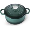 E-far 6 Quart Enameled Cast Iron Dutch Oven with Lid, Round Dutch Oven Pot Nonstick Cookware for Braising, Stews, Roasting, Bread Baking, Cooking, Heavy Duty, Induction & Oven Safe – Blue(Forest Green)