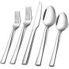 E-far 60-Piece Silverware Set, Stainless Steel Flatware Set Service for 12, Tableware Cutlery Set for Home Restaurant Party, Dinner Forks/Spoons/Knives, Square Edge & Mirror Polished, Dishwasher Safe(10 Pieces)