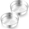 E-far 8 Inch Cake Pan Set of 2, Stainless Steel Round Baking Pans Tins Mold – Non-Toxic & Leak-Proof for Birthday Wedding Layer Tiered Cake, Easy Clean & Dishwasher Safe(8 Inch)