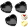 E-far 8 Inch Heart Cake Pan, 2Pcs Nonstick Heart Shaped Cake Mold, Cake Tin Baking Pan for Valentine’s Day Anniversaries Wedding Birthday, Easy Release & Clean(6-Inch (Set of 3))
