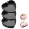 E-far 8 Inch Heart Cake Pan, 2Pcs Nonstick Heart Shaped Cake Mold, Cake Tin Baking Pan for Valentine’s Day Anniversaries Wedding Birthday, Easy Release & Clean(8-Inch (Set of 3))