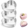 E-far 8 Inch Heart Cake Pan, 2Pcs Stainless Steel Heart Shaped Cake Mold, Cake Tin Baking Pan for Valentine’s Day Anniversaries Wedding, Non-Toxic & Dishwasher Safe(8-Inch (Set of 3))