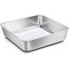 E-far 8 x 8-Inch Baking Pan, Square Cake Brownie Baking Pans Stainless Steel Bakeware, Fits in Small Toaster Oven, Non-toxic & Dishwasher Safe