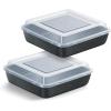 E-far 8×8 Inch Square Baking Pan with Lid Set, Nonstick Square Cake Pans Metal Bakeware for Oven Cooking Lasagna Brownies, Stainless Steel Core & Easy Release, 4 Pieces(2 Pans+2 Covers)(2 pans+2 lids)
