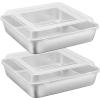 E-far 9 Inch Square Cake Pan with lid, 9×9 Baking Brownie Pans Stainless Steel Bakeware Set of 2, Non-toxic & Healthy, Easy Clean & Dishwasher Safe – 4 Pieces(2 Pans + 2 Lids)(4)