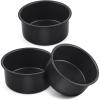 E-far 9.5 Inch Cake Pan Set of 3, Nonstick Round Baking Layer Cake Pans, Stainless Steel Core & Non-Toxic Coating, 2 Inch Deep (Black)(4 Inches)