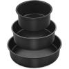 E-far 9.5 Inch Cake Pan Set of 3, Nonstick Round Baking Layer Cake Pans, Stainless Steel Core & Non-Toxic Coating, 2 Inch Deep (Black)(4-6-8 Inches)