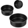 E-far 9.5 Inch Cake Pan Set of 3, Nonstick Round Baking Layer Cake Pans, Stainless Steel Core & Non-Toxic Coating, 2 Inch Deep (Black)(5-7-9 Inches)
