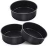 E-far 9.5 Inch Cake Pan Set of 3, Nonstick Round Baking Layer Cake Pans, Stainless Steel Core & Non-Toxic Coating, 2 Inch Deep (Black)(6 Inches)