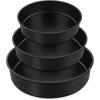 E-far 9.5 Inch Cake Pan Set of 3, Nonstick Round Baking Layer Cake Pans, Stainless Steel Core & Non-Toxic Coating, 2 Inch Deep (Black)(6-8-9.5 Inches)