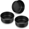 E-far 9.5 Inch Cake Pan Set of 3, Nonstick Round Baking Layer Cake Pans, Stainless Steel Core & Non-Toxic Coating, 2 Inch Deep (Black)(7 Inches)