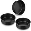 E-far 9.5 Inch Cake Pan Set of 3, Nonstick Round Baking Layer Cake Pans, Stainless Steel Core & Non-Toxic Coating, 2 Inch Deep (Black)(9 Inches)