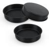 E-far 9.5 Inch Cake Pan Set of 3, Nonstick Round Baking Layer Cake Pans, Stainless Steel Core & Non-Toxic Coating, 2 Inch Deep (Black)(9.5 Inches)