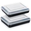 E-far Baking Pan with Lid, 9.75 x 12.5 x 2 Inch Nonstick Rectangle Cake Pans with Covers, 2 Sheet Pans Bakeware and 2 Lids for Brownies Cakes, Non-toxic & Stainless Steel Core, 2 Inch Deep(12.4×9.6×2 Inches)