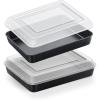 E-far Baking Pan with Lid, 9.75 x 12.5 x 2 Inch Nonstick Rectangle Cake Pans with Covers, 2 Sheet Pans Bakeware and 2 Lids for Brownies Cakes, Non-toxic & Stainless Steel Core, 2 Inch Deep(10.4x8x2 Inches)
