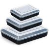 E-far Baking Pans with Lids Set of 3, Nonstick Sheet Cake Pan for Oven Lasagna Brownie Casserole – 12.5/10.5/9.4Inch, Rectangle Metal Bakeware Set, Stainless Steel Core – 6 Pieces(3 Pans + 3 Covers)