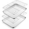E-far Baking Sheet with Wire Rack (2 Pans + 2 Racks), Stainless Steel Cookie Sheets Pan & Cooling Rack for Baking Cookies Cake, Non Toxic & Heavy Duty, Oven & Dishwasher Safe, 12.4 x 9.7 x 1 Inch(10.5”x8.3”)