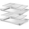 E-far Baking Sheet with Wire Rack (2 Pans + 2 Racks), Stainless Steel Cookie Sheets Pan & Cooling Rack for Baking Cookies Cake, Non Toxic & Heavy Duty, Oven & Dishwasher Safe, 12.4 x 9.7 x 1 Inch(16”x12”)