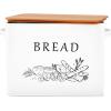 E-far Bread Box for Kitchen Countertop, Metal Bread Storage Container Bin with Bamboo Lid for Cutting Bread, Extra Large & Farmhouse Style, 13” x 7.2” x9.8”, Black(White)