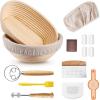 E-far Bread Proofing Basket, 9 Inch Round and 10 Inch Oval Sourdough Bread Baking Supplies, Complete Sourdough Starter Kit for Beginners(9”Round & 10”Oval)