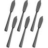 E-far Butter Spreader Knife Set of 6, 7-Inch Stainless Steel Cheese Dessert Knives for Kitchen Restaurant Party, Mirror Silver(Matte Black)