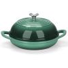E-far Dutch Oven for Sourdough Bread Baking, 6 Qt Round Enameled Cast Iron Dutch Oven for Homemade Artisan Bread, Dome Lid & Shallow Base, Matte Black Interior & Durable, Oven-Safe to 500℉, Blue(Forest Green)