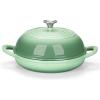 E-far Dutch Oven for Sourdough Bread Baking, 6 Qt Round Enameled Cast Iron Dutch Oven for Homemade Artisan Bread, Dome Lid & Shallow Base, Matte Black Interior & Durable, Oven-Safe to 500℉, Blue(Pistachio Green)