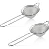 E-far Fine Mesh Strainer Set of 2, 3.3 Inches Stainless Steel Tea Strainer with Long Handle, Small Conical Mesh Strainers Sieve for Cocktail Coffee Food, Rust Proof & Easy to Clean (Silver)(Silver-2)