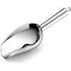 E-far Gold Stainless Steel Scoop 6 Ounce, Utility Metal Ice Scooper for Kitchen Freezer Bar Wedding Party, Multipurpose Small Scoop for Sugar/Flour/Pet Food/Bean/Popcorn/Dry Goods, Dishwasher Safe(Silver)