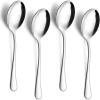 E-far Large Serving Utensils Set of 4, 9.8 Inch Stainless Steel Serving Spoons & Serving Forks, Big Hostess Set for Buffet Party Catering Wedding Kitchen Restaurant, Dishwasher Safe(Serving Spoons)