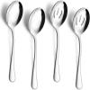 E-far Large Serving Utensils Set of 4, 9.8 Inch Stainless Steel Serving Spoons & Serving Forks, Big Hostess Set for Buffet Party Catering Wedding Kitchen Restaurant, Dishwasher Safe(Solid & Slotted Spoons)