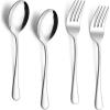 E-far Large Serving Utensils Set of 4, 9.8 Inch Stainless Steel Serving Spoons & Serving Forks, Big Hostess Set for Buffet Party Catering Wedding Kitchen Restaurant, Dishwasher Safe(Solid Spoons & Serving Forks)